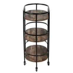 Honey Can Do 3-Tier Black & Rustic Brown Rolling Bar & Serving Cart -Michaels Decor Sale D654064S 11