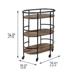 Honey Can Do 3-Tier Black & Rustic Brown Rolling Bar & Serving Cart -Michaels Decor Sale D654064S 15