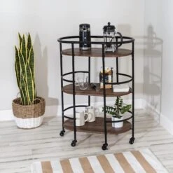 Honey Can Do 3-Tier Black & Rustic Brown Rolling Bar & Serving Cart -Michaels Decor Sale D654064S 3