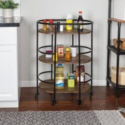 Honey Can Do 3-Tier Black & Rustic Brown Rolling Bar & Serving Cart -Michaels Decor Sale D654064S 5