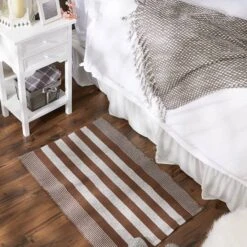 DII® Cabana Stripe Handwoven Recycled Yarn Rug, 2ft. X 3ft. Leather Brown -Michaels Decor Sale D664194S 4