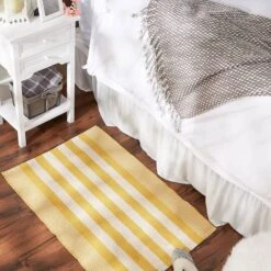 DII® Cabana Stripe Handwoven Recycled Yarn Rug, 2ft. X 3ft. Honey Gold 14 DII® Cabana Stripe Handwoven Recycled Yarn Rug, 2ft. X 3ft. Honey Gold -Michaels Decor Sale D664195S 4