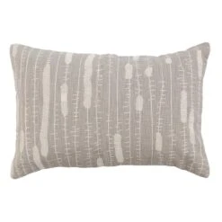 Hello Honey® Gray & Cream Embroidered Cotton Lumbar Pillow Cover
