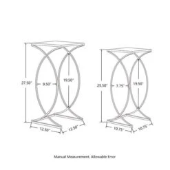 Glitzhome® Metal Tall Accent Table With Glass Top Set Silver -Michaels Decor Sale D670852S 8