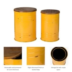 Glitzhome® Metal Storage Accent Table With Solid Wood Lid Set Yellow -Michaels Decor Sale D670858S 4