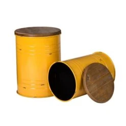 Glitzhome® Metal Storage Accent Table With Solid Wood Lid Set Yellow -Michaels Decor Sale D670858S 5