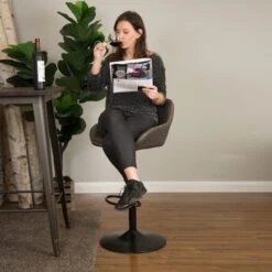 Glitzhome® Mid-Century Leatherette Gaslift Adjustable Swivel Bar Stool Set Gray -Michaels Decor Sale D670868S 4