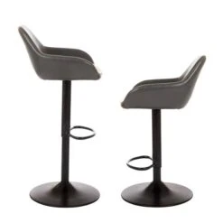 Glitzhome® Mid-Century Leatherette Gaslift Adjustable Swivel Bar Stool Set Gray -Michaels Decor Sale D670868S 6