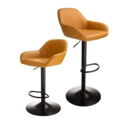 Glitzhome® Mid-Century Leatherette Gaslift Adjustable Swivel Bar Stool Set Yellow -Michaels Decor Sale D670869S 4