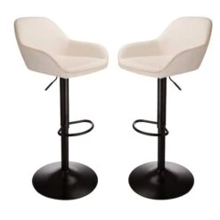Glitzhome® Mid-Century Leatherette Gaslift Adjustable Swivel Bar Stool Set Coconut Milk -Michaels Decor Sale D670870S 1 1