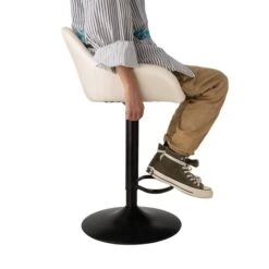 Glitzhome® Mid-Century Leatherette Gaslift Adjustable Swivel Bar Stool Set Coconut Milk -Michaels Decor Sale D670870S 4