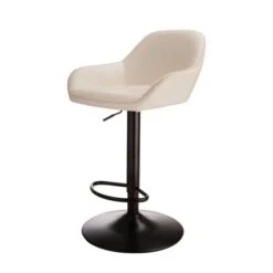 Glitzhome® Mid-Century Leatherette Gaslift Adjustable Swivel Bar Stool Set Coconut Milk -Michaels Decor Sale D670870S 5