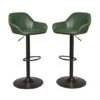 Glitzhome® Mid-Century Leatherette Gaslift Adjustable Swivel Bar Stool Set Hunter Green