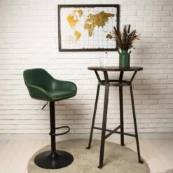 Glitzhome® Mid-Century Leatherette Gaslift Adjustable Swivel Bar Stool Set Hunter Green -Michaels Decor Sale D670872S 3