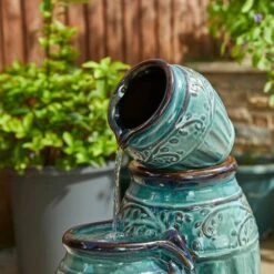 Glitzhome® 27" 4-Tier LED Ceramic Fountain Turquoise -Michaels Decor Sale D697155S 6