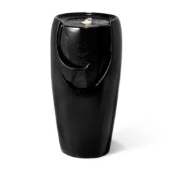 Glitzhome® 29" Ceramic Pot Fountain Black