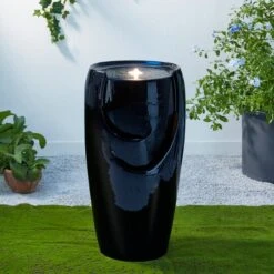 Glitzhome® 29" Ceramic Pot Fountain Black -Michaels Decor Sale D697156S 3