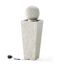 Glitzhome® 3.5ft LED Pedestal & Sphere Outdoor Fountain Light Gray -Michaels Decor Sale D697158S 7
