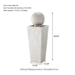 Glitzhome® 3.5ft LED Pedestal & Sphere Outdoor Fountain Light Gray -Michaels Decor Sale D697158S 8