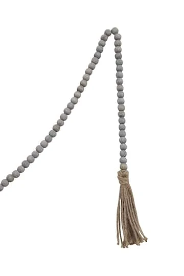Hello Honey® 6ft. Gray Jute & Wood Bead Garland With Tassels 4 Hello Honey® 6ft. Gray Jute & Wood Bead Garland With Tassels - Image 2