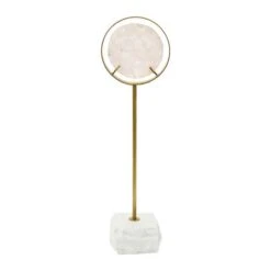 Hello Honey® 18" White Decorative Agate Accent On Metal & Marble Stand