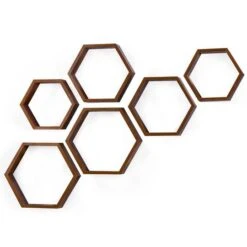 NEX™ Hexagon Floating Shelf Set Burnt Brown -Michaels Decor Sale D723221S 1 1