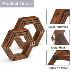 NEX™ Hexagon Floating Shelf Set Burnt Brown -Michaels Decor Sale D723221S 3