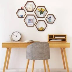 NEX™ Hexagon Floating Shelf Set Burnt Brown -Michaels Decor Sale D723221S 4
