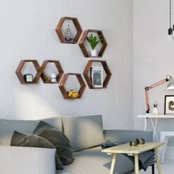 NEX™ Hexagon Floating Shelf Set Burnt Brown -Michaels Decor Sale D723221S 5