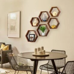NEX™ Hexagon Floating Shelf Set Burnt Brown -Michaels Decor Sale D723221S 7