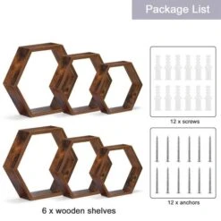 NEX™ Hexagon Floating Shelf Set Burnt Brown -Michaels Decor Sale D723221S 8