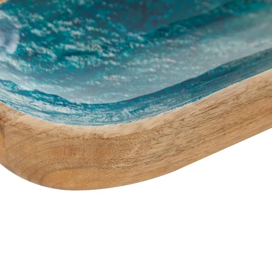 16.25" Brown Mango Wood Handmade Ocean Inspired Decorative Tray 7 16.25" Brown Mango Wood Handmade Ocean Inspired Decorative Tray - Image 5