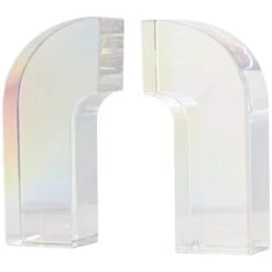 6" Clear Crystal Geometric Arched Bookends Set