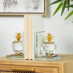 6" Clear Crystal Fruit Apple Bookends With Gold Leaves Set -Michaels Decor Sale D740956S 10