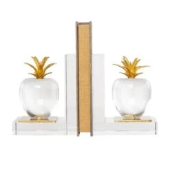 6" Clear Crystal Fruit Apple Bookends With Gold Leaves Set -Michaels Decor Sale D740956S 4