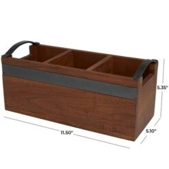 11.5" Brown Wood Modern 3 Section Decorative Tray With Metal Handles -Michaels Decor Sale D740974S 5