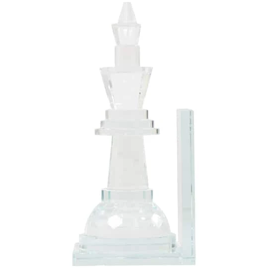 9.5" Clear Chess Oversized Bookends With Cut Crystal Designs Set 9 9.5" Clear Chess Oversized Bookends With Cut Crystal Designs Set - Image 7