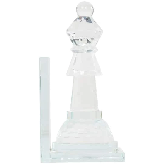 9.5" Clear Chess Oversized Bookends With Cut Crystal Designs Set 8 9.5" Clear Chess Oversized Bookends With Cut Crystal Designs Set - Image 6