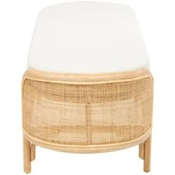 49" Brown Rattan Handmade Oval Bench With White Fabric Cushion -Michaels Decor Sale D754261S 4