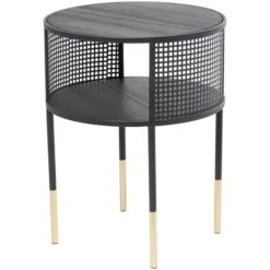 21" Black Metal Open Grid Frame Accent Table
