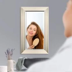 Head West 29" Brushed Nickel Framed Vanity Mirror -Michaels Decor Sale D754282S 2