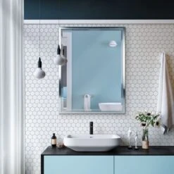 Head West 25" Brushed Nickel Stainless Steel Framed Wall Mirror -Michaels Decor Sale D754295S 2