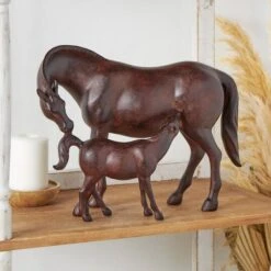 Dark Brown Horse Mom & Baby Sculpture -Michaels Decor Sale D756085S 10