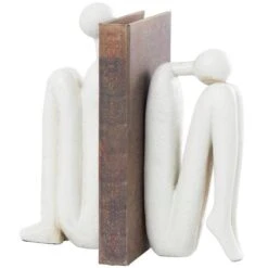 9" Polystone People Bookends Set White -Michaels Decor Sale D756105S 1