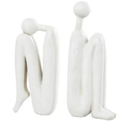 9" Polystone People Bookends Set White -Michaels Decor Sale D756105S 4