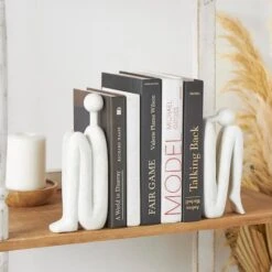 9" Polystone People Bookends Set White -Michaels Decor Sale D756105S 6