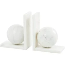 7" White Marble Sleek Orb Geometric Bookends With L-Shaped Bases Set -Michaels Decor Sale D757269S 4