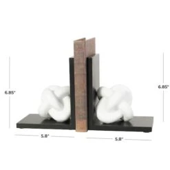 7" White MDF Knot Bookends With Black Stands Set 11 7" White MDF Knot Bookends With Black Stands Set -Michaels Decor Sale D757302S 4