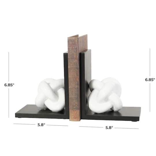 7" White MDF Knot Bookends With Black Stands Set 6 7" White MDF Knot Bookends With Black Stands Set - Image 4