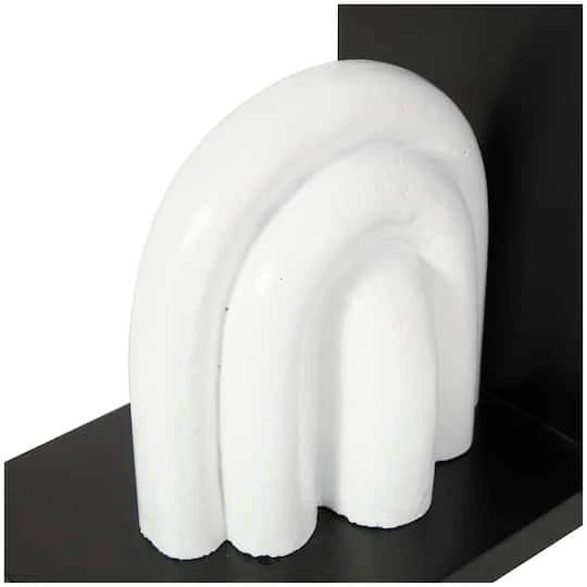 7" White MDF Abstract Layered Arched Bookends With Black Stands Set 7 7" White MDF Abstract Layered Arched Bookends With Black Stands Set - Image 5